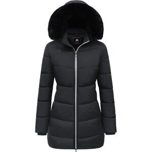 Women's Black Winter Windproof Warm Down Coats Waterproof Hooded Puffer Jacket